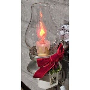 Seasons Cannon Falls Lights Night Christmas Lantern Flickering Plug Lamp Holly